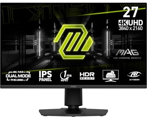 MSI MAG 275UPD E14 Gaming Monitor 27 Zoll 4K UHD IPS-Panel 3840x2160, 1ms, HDR Ready, Dual-Mode, AMD FreeSync Premium, Dual-Mode, HDMI 2.1, DP 1.4a, Höhen/Neigungsverstellbar, Schwarz