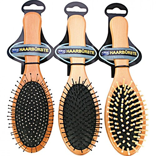 Set di 3 spazzole per capelli in legno massaggio, 22 cm, 3 colori assortiti
