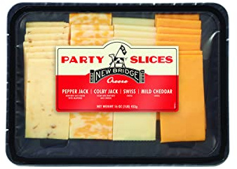 New Bridge Sliced Cheese Entertaining Flight, Pepper Jack/Co-Jack/Swiss/Mild Cheddar, 16 oz