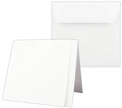 Gustav NEUSER® - Set di 25 biglietti pieghevoli quadrati con buste per lettere e foglie, 15 x 15 cm, colore: Bianco