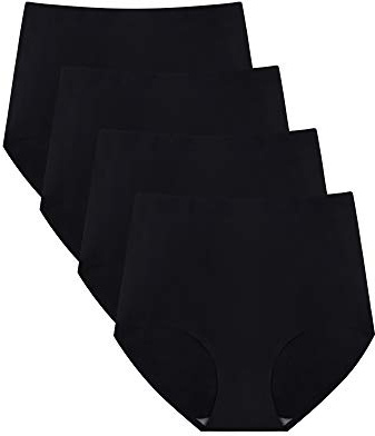 FallSweet No Show High Waist Briefs Underwear for Women Seamless Panties,Pack of 4 (Black4, XL)