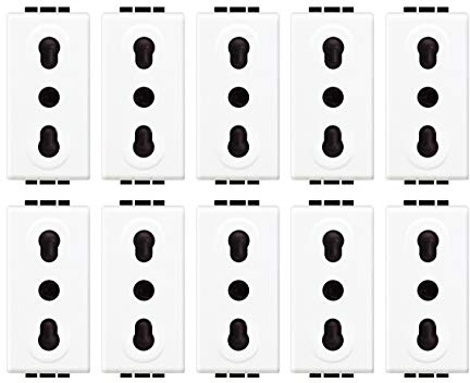 BTicino ASTL4180 Kit 10 Pezzi, Presa Bipasso Interasse 2P+T, 10/16 Ampere, Alveoli Protetti, Serie Living Light, 1 Modulo, Colore Bianco