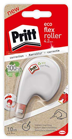 Pritt Korrektur Roller 10 m Länge und 4,2 mm Bandbreite (1x Eco Flex weiß)