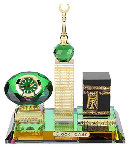 Hztyyier Kristall Sammlerfiguren für Wohnkultur Muslim Kaaba Clock Tower Modell für Desktop Ornament Islamische Architektur