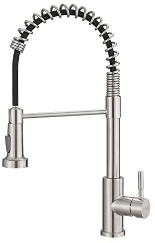GIMILI Kitchen Faucet with Pull Down Sprayer Single Hole Stainless Steel Sink Faucet, Suitable for Farmhouses, RV, Laundry Room, Outdoor, and Campers. Llave para fregadero de cocina Brushed Nickel