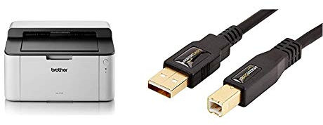 Brother HL-1110 A4 Mono Laser Printer, PC Connected, Print & Amazon Basics USB 2.0 A-Male to B-Male Cable (3 m / 10 Feet)