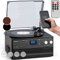 Auna Vinyl Record Player - Retro Vintage Bluetooth Turntable with Speakers, CD & AUX Inputs