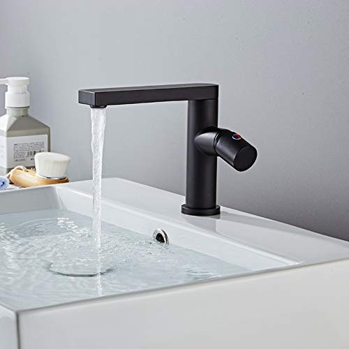 YHSGY Waschtischarmaturen Alle Kupfer Bad Wasserhahn Retro Bad Einloch Waschbecken Wasserhahn Gebürstet Gold Über Theke Becken Heißen Und Kalten Wasserhahn