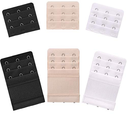 Akstore 6 Pieces Women's Soft Comfortable Elastic Bra Extenders Bra Extension Strap 3 Hook 3 Row Lady's Bra Extender Bra Band