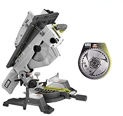 Pack RYOBI scie sur table et onglet électrique 1800W 254mm RTMS1800-G - lame carbure pour scies à coupe d'onglet 254mm SB254T48A1