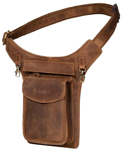 STILORD 'Frankie' Hüfttasche Leder Brusttasche Cross-Body Bag Bauch Tasche Vintage Gürteltasche für Herren Damen Brusttasche Echtleder, Farbe:mittel - braun