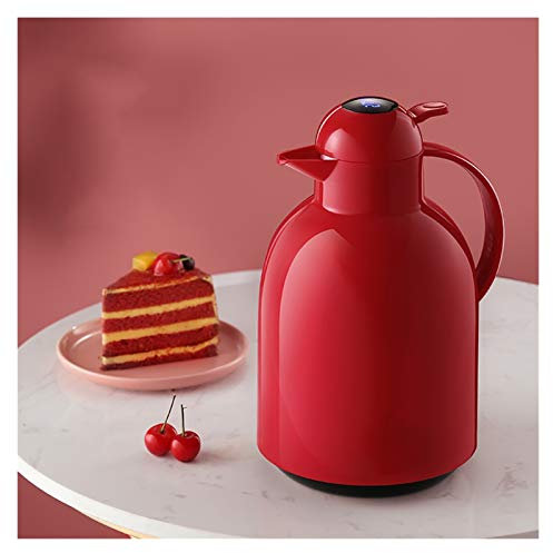 MESURE Thermal Carafe With Glass Liner,Double Wall Vacuum Insulated Pitcher,Portable Thermal Carafe,Temperature Display,Vacuum Thermal Pot Flask For Coffee,Tea (Color : Red, Size : 2.2L)
