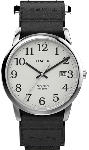 Timex Men's Easy Reader 35mm Watch – Silver-Tone Case White Dial with Black FastWrap Strap