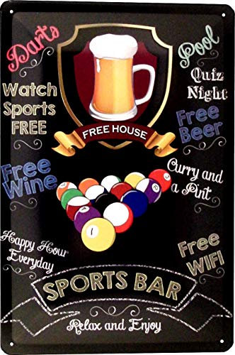 Tin Sign Blechschild 20x30 Pool Billard Sports Bar 8 Ball Deko für Kneipe Pub Party Raum Küche Gastronomie Spielhalle Sport