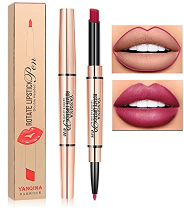 6 Colors Double Head Lip Liner Lipstick Pen, Lip Liner Matte Lip Pencil Waterproof Moisturizing Lipsticks, 2 in 1 Matte lipstick Pencil Makeup Cosmetics #02