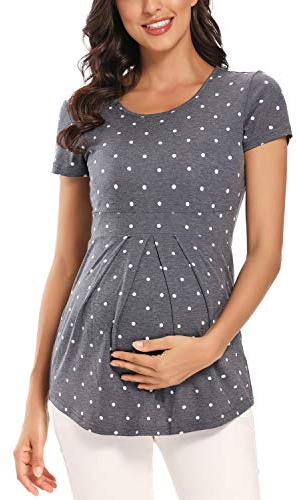 Love2Mi Umstands-Top Kurzarm Schwangerschaft T-Shirt Sommer Tunika, Flower45, X-Large