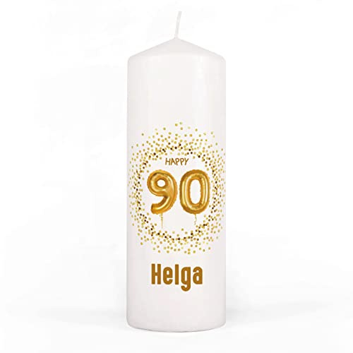 Herz & Heim® personalisierte Geburtstagskerze zum runden Geburtstag mit Wunschnamen 90. Geburtstag