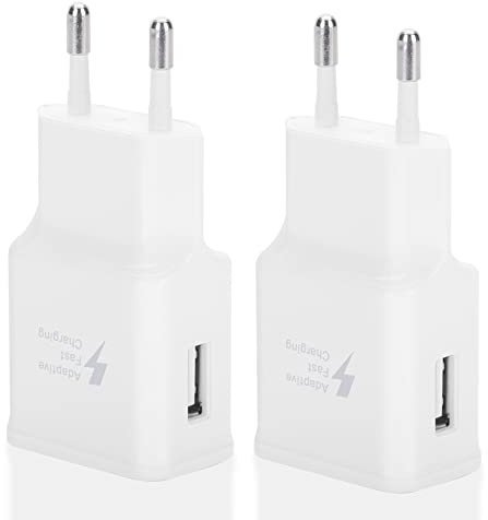 2er Pack USB Ladegerät Stecker, Adaptives Schnell Ladegerät Ladestecker für Samsung S21/S20/S10/S6/S7/S8/S9/Edge/Plus/Active, A14/Note 8/9, Google Pixel 2/3/XL und andere Smartphones/Geräte