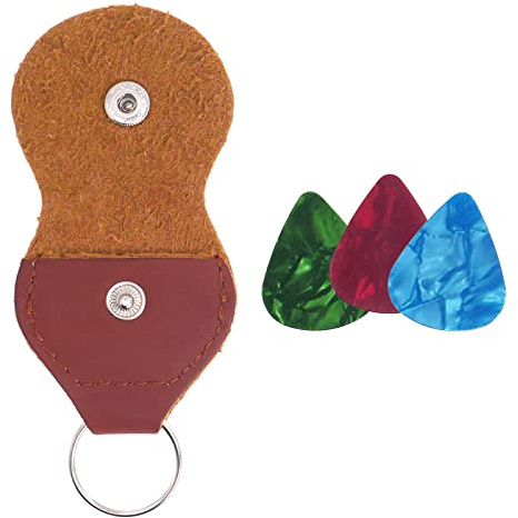DBOO Gitarrenplektrum-Etui, Plektrum-Halter, Tasche, Schlsselanhnger, mit 3 Gitarrenplektren, Geschenk