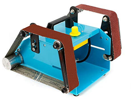 Elektrische Doppelachse Bandschleifer Stationaer, 950W 6000 rpm Doppelschleifer Bandschleifmaschine Elektro Schleifmaschine Poliermaschine Blau