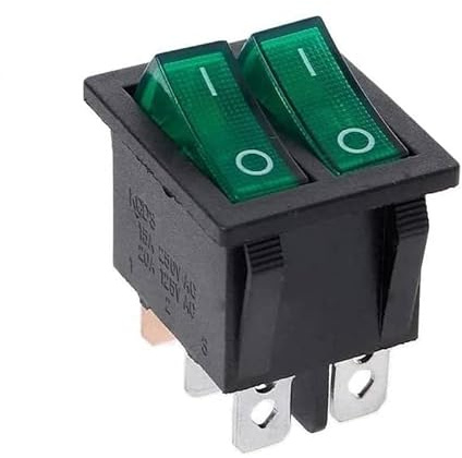 CABLEPELADO Wippschalter, SPST 6-polig, Schalter 6 Klemmen, 16 A, 250 VAC, 20 A, 125 VAC, grünes Licht