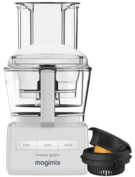 Magimix Robot de Cuisine multifonction 3200 Bol 2.6L plus Presse Agrumes - Hachoir, Blender- Moteur Professionnel Silencieux- Fabriqué en France - Blanc