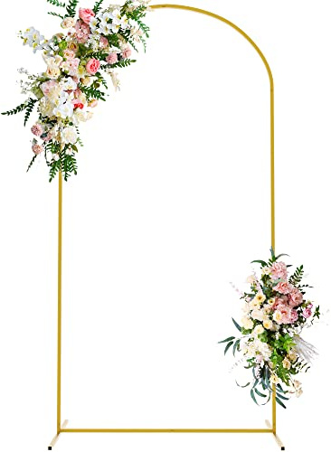 Wokceer Arco quadrato in metallo dorato per sfondo, 2,2m per matrimonio, cerimonia, festa di compleanno, baby shower, cabina fotografica, giardino, decorazione floreale per palloncini