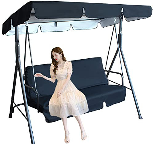 Swing Canopy Replacement 3 Seater, Patio Swing With Canopy & Replacement Swing Seat,Waterproof Top Cover Set Swing Chair Awning Glider Swing Cover Porch Swing Cover