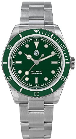 San Martin SN004 Herren-Taucheruhr, 38 mm, Vintage-Stil, Saphirglas, Emaille, Zifferblatt Water Ghost NH35, automatische mechanische Luxus-Armbanduhren, green