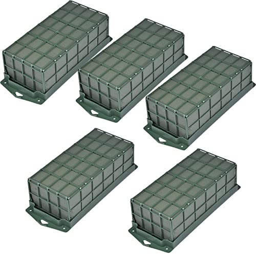 Steckschaum für Frischblumen, 5 Stück Steckmasse für Blumengestecke, Steckschwamm zum Basteln, Steckschaum mit Gitter, Blumensteckschaum für Mittelstück, Feiern, Hochzeit und Geburtstag Dekoration