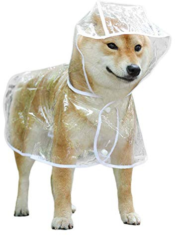 Hund Regenmantel, Transparenter Haustier Regenmantel Umfassender Schutz Haustier Regen Mantel Biss Resistent Haustier Regen Poncho für Golden Retriever Samoyed Schnauzer (White)