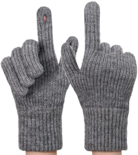QICEDER Winterhandschuhe Touchscreen Handschuhe Strick Fingerhandschuhe Sport Warm und Winddicht Winterhandschuhe für Skifahren Radfahren Geeinget für Damen und Herren