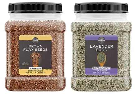 Birch & Meadow Brown Flax Seeds & Lavender Buds Bundle, Versatile Ingredients, DIY & Baking, Flavorful