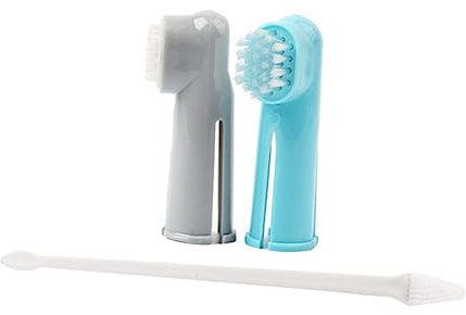 POPETPOP Haustierzahnbürsten Doppelseitige Reinigung 4 Stück mit Fingerdesign aus Kunststoff für Einfache und Gründliche Pflege Praktische Zahnbürste für Hunde und Katzen
