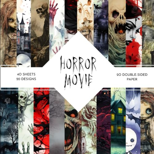 Horror Movie Scrapbook Paper: | Horror Movie Craft Paper | 8.5 x 8.5 inch | Scary Movie Themed Patterns | 40 patterned double sided sheets (20 designs) |