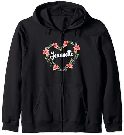 Jeannette Fleur Coeur Personnalisé Nom Jeannette Sweat à Capuche