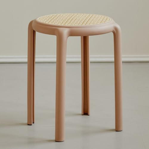 ILOOXI Rund Esszimmerhocker, Stapelhocker Hocker Stapelbar Küchenhocker, Rattan Barhocker Bunte Stapeltisch Für Klassenzimmer, Wohnzimmer, Esszimmer(Pink)