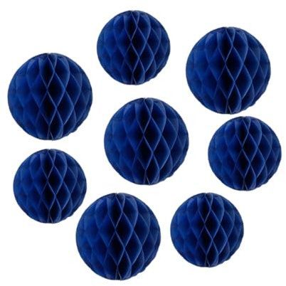 8pc Honeycomb Balls Party Decorations 8'' 10'' Tissue Paper Pom Poms Flower Balls Hanging Paper Honeycomb Balls for Party Baby Shower Birthday Wedding Nursery Wall Decor(8'' 10'' Royal Blue)