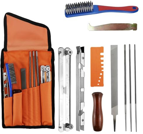 11pcs Chainsaw Sharpening Kit, Universal Chainsaw Chain Sharpener File Kit, Chainsaw Sharpener Tools with 5/32-Inch (4 mm), 3/16-Inch (4.8 mm), 7/32-Inch (5.5 mm) Round Files, for Sharpening Chainsaw