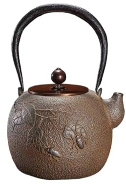Klassischer Teekessel, Gusseisen-Teekanne, Gusseisen-Teekessel mit Edelstahldeckel, rostfreie japanische Tetsubin-Teekanne for elektrischen Keramikherd for Kochen von Tee, 1200 ml (Farbe: A)