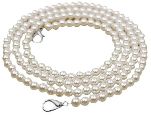 Pmnzdy 100cm Perlen Taschekette Taschengurt Perlen Perlenkette Handy-Kette HandyLanyard Trageriemen Crossbody Handtaschenkette Mit Metallschnalle Taschengriffe DIY DekorErsatzkette Zubehör Silber