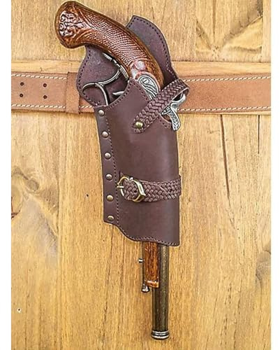MDFCZXP Piraten Steinschloss Holster für Cosplay Mittelalter Steampunk Leder Pistole Holster,Braun,10cm