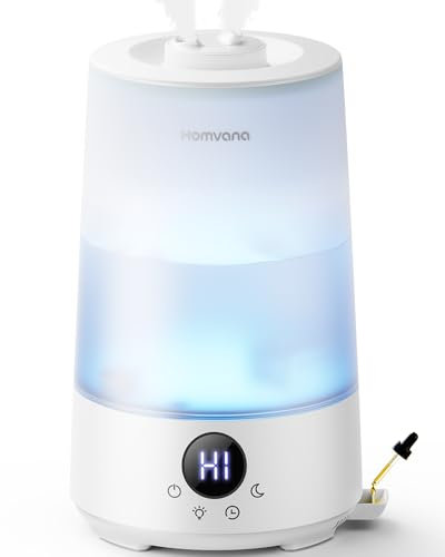 Homvana Humidifier for Bedroom, 3.6L Top-Fill Cool Mist Humidifiers, 360° Rotatable Mist, 34H Runtime, Quiet 16dB, Baby Humidifier for Congestion, Infants, with Gentel Nursery Lights, BPA-Free (White)