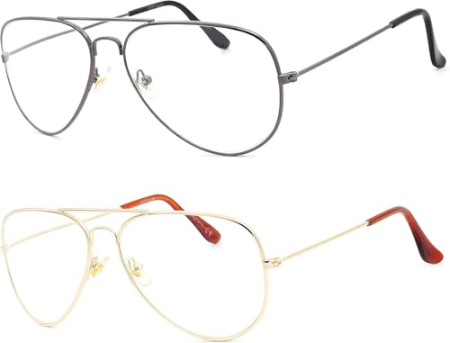 NEW VISION 2 Pack läsglasögon herr retro pilotglasögon UV400 läsglasögon för män kvinnor NV8132 (grå+guld, 1, diopter)