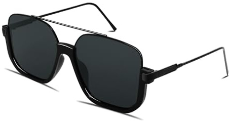 GUVIVI Retro Oversized Aviator Sunglasses for Women Men Square Semi-Rimless Double Bridge Sun Glasses 70s Trendy Shades Pilot-style