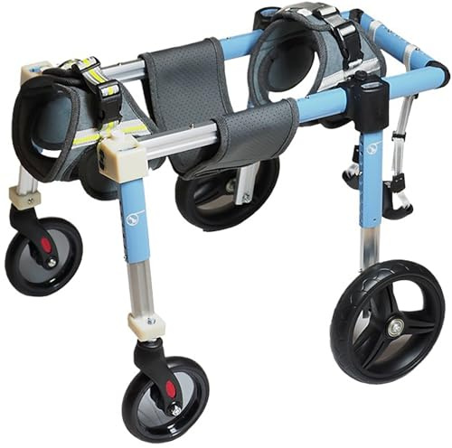 DRFGHK Hunderollstuhl mit 4 Rädern, Mobilitätswagen, Verstellbarer Hunderollstuhl, Rollstuhl mit Beinstütze für kleine, mittelgroße und große Hunde, Mobilitätshilfen für die Hinterbeine (BLAU, klein)