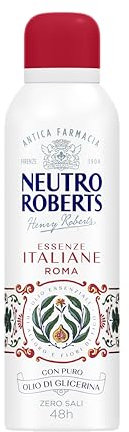 Neutro Roberts, Deodorante Spray Roma Senza Sali di Alluminio, Zero Macchie, con Olio Essenziale di Alloro e Fiori di fico, Con Puro Olio di Glicerina, Deodorante Donna e Uomo, 200 ml, 48h