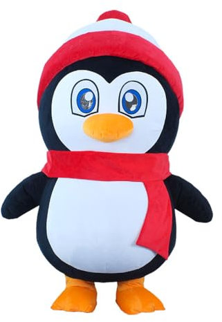 ArisMascots Inflatable Penguin Costume for Adults, Full Body Walking Penguin Blow Up Suit for Christmas Entertainments Party (2.6m(8ft))