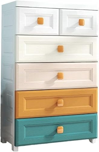 Kinder-Kleiderschrank, Aufbewahrungsschrank mit 7 Ebenen, 56 cm breit, bunte Schubladenbox