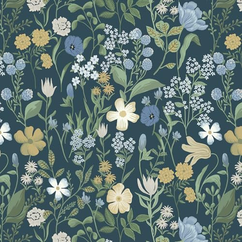 CiCiwind Selbstklebende Tapete Grüne Blumen Tapete 44×300cm Wasserdichtes Möbelfolie Selbstklebend Vinyl Abnehmbarer Klebefolie Blumen für Wand Schränke Möbel Dekor